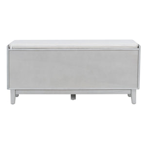 TREXM Boho Rattan Entryway Bench with Storage