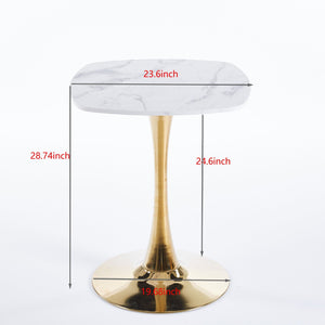 Square Tulip Dining Table For 2 - 4 People - Golden / White
