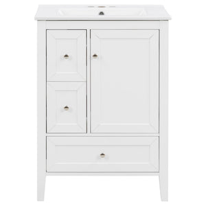 Modern Bathroom Vanity With Sink, Soft Close Drawers & Door, Storage Rack