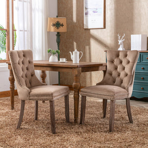 Nikki Collection Modern Tufted Velvet Upholstered Dining Chair - 2 Pieces, Khaki