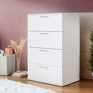 Glossy 4 Drawer Jumbo Chest with Extra Deep Storage - Dark Gray or White