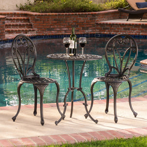 Thomas 3-Piece Cast Bistro Set - Black / Gold