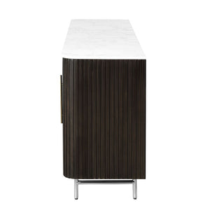 Clayten - Server With Marble Top & Fireplace - White & Espresso