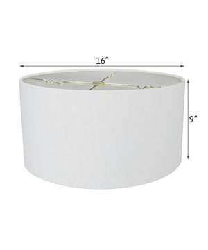 16"W x 9"H White Linen Hardback Shallow Drum Lampshade