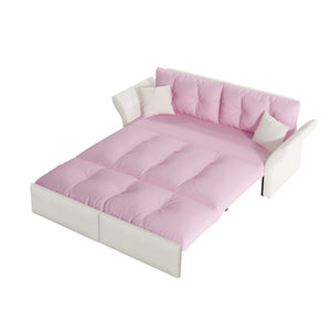 Queen Pull Out 3-in-1 Convertible Sleeper Tufted Sofa & 2 Soft Pillows