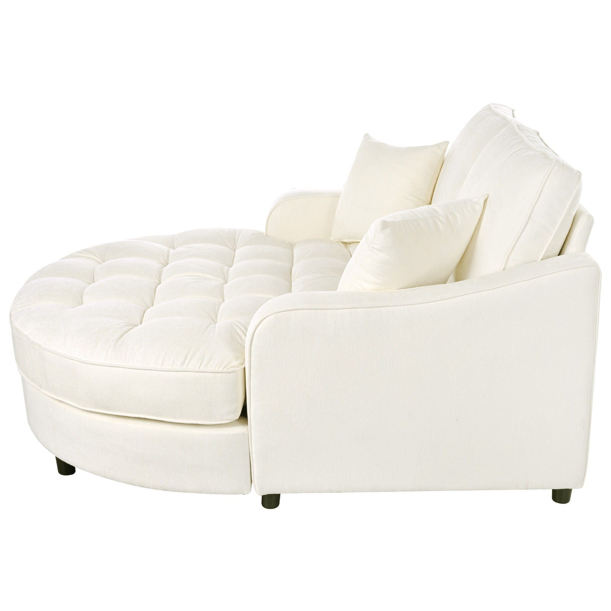 Modern Chaise Lounge Upholstered Sofa Couch With Tufted Seat And Detachable Pillows For Living Room