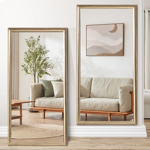 70' x 32' Gold Full Length Floor Mirror with PS Frame, Large Wall Mounted or Leaning Body Mirror for Bedroom, Living Room, Entryway