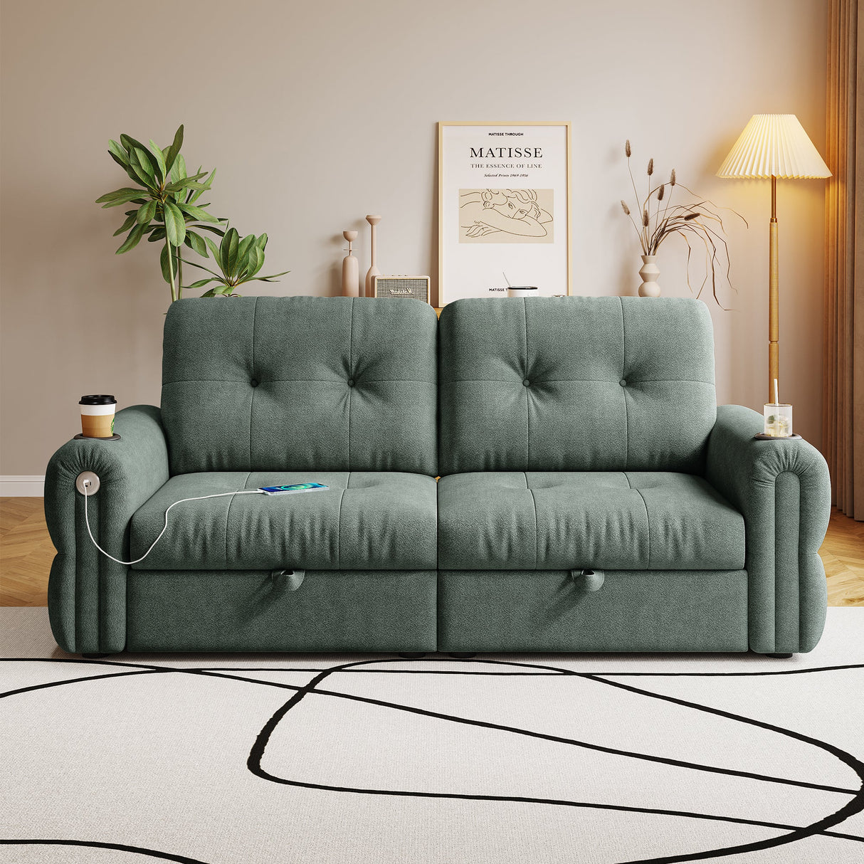 Chenille Convertible Sofa Bed