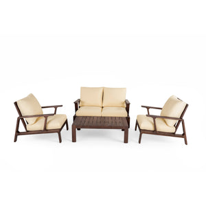 4 Pieces Outdoor Sofa Set with Cushions and Coffee Table