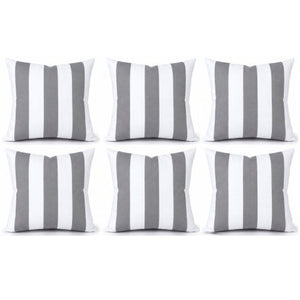 6 Pack Outdoor/Indoor Throw Pillows - Gray/White Striped