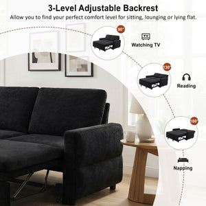 Convertible Sofa Bed Loveseat With Adjustable Backrest And USB Ports