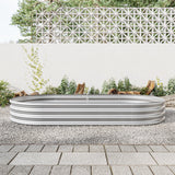 Raised Garden Bed Outdoor Oval Large Metal Raised Planter Bed - Silver