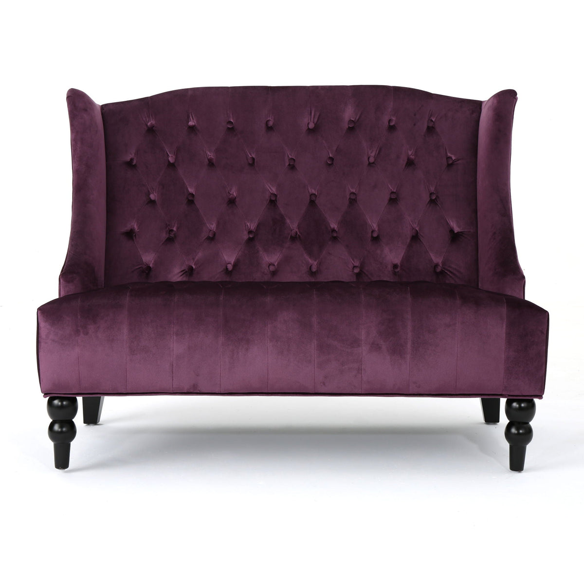 Upholstered Loveseat with Wing Back and Diamond Tufting - Multiple Colors
