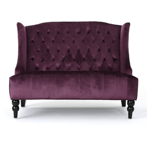 Upholstered Loveseat with Wing Back and Diamond Tufting - Multiple Colors