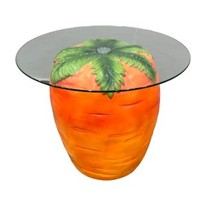 Carrot Shaped Side Table with Glass Top