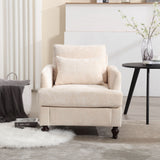 Modern Mid Century Wood Frame Armchair With Tufted Design