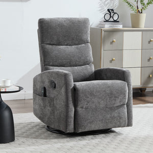 Heat Massage Manual Recliner Chair with Rocker and Swivel in Fabric