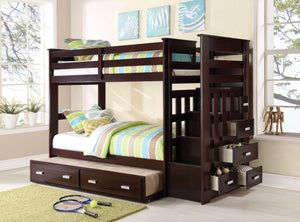 Allentown Twin / Twin Bunk Bed With Trundle Storage - Espresso
