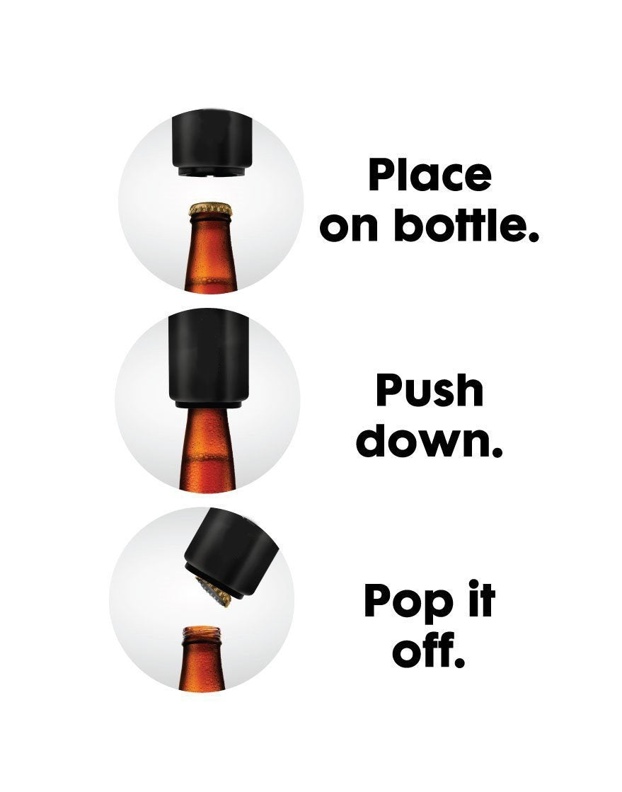 2-Pack BARSUPPLY Push Down Automatic Magnetic Beer Bottle Opener + BONUS Cap Gun