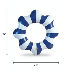 Amalfi Scalloped Pool Float Ring, 1 Piece, Blue & White Inflatable Swim Tube
