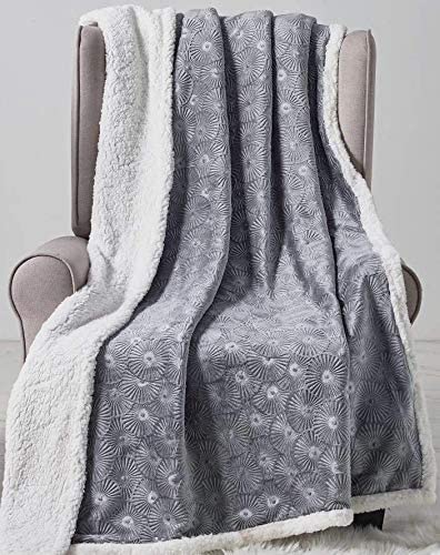 Bon iver collection extra soft bursting fireworks embossed microplush throw blanket with sherpa backing (50" x 60")