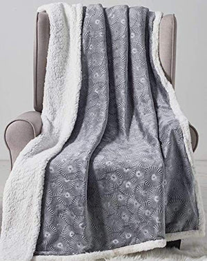 Decor&More Bon Iver Collection Extra Soft Bursting Fireworks Embossed Microplush Throw Blanket with Sherpa Backing (50" x 60")