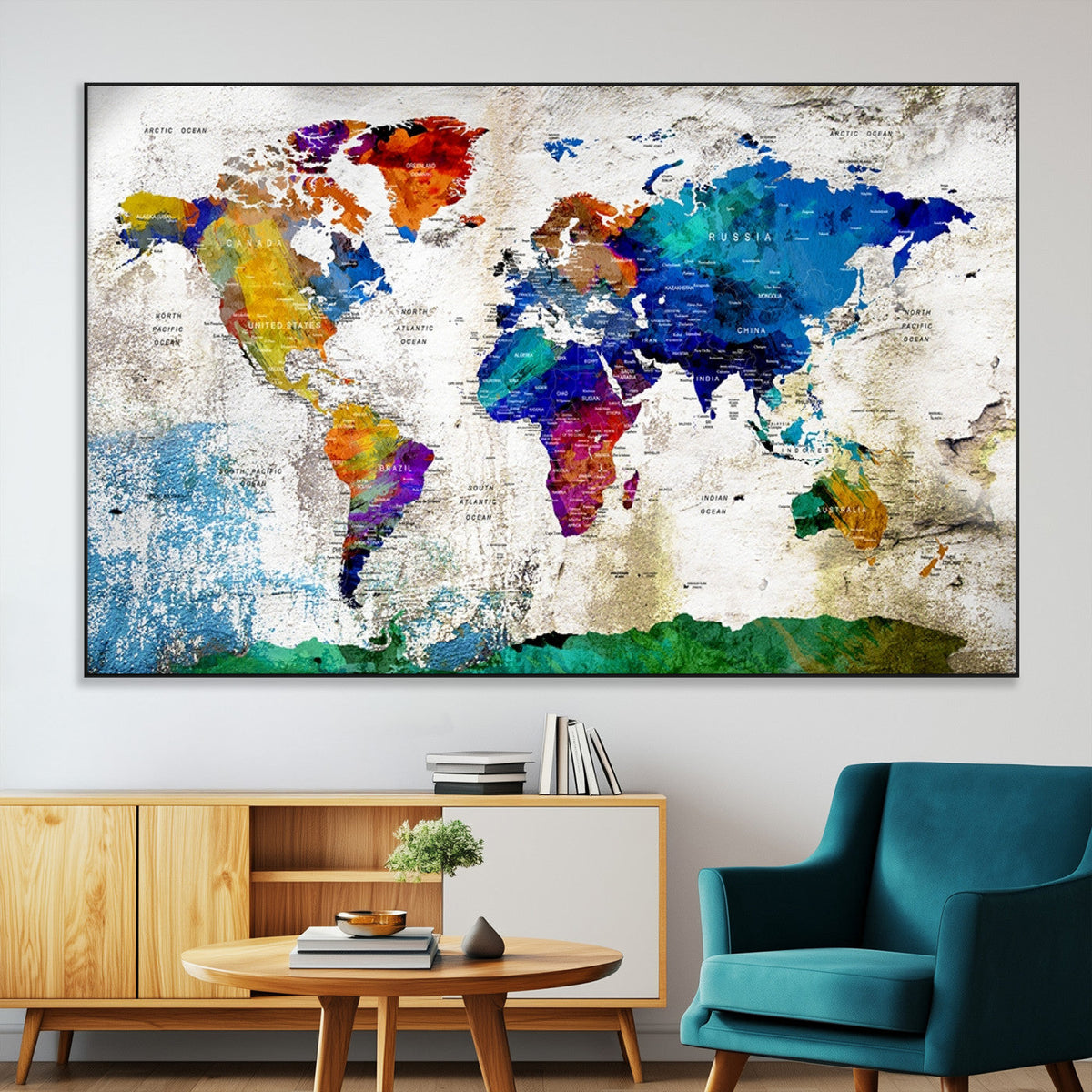 World Map Canvas Print – Framed Travel Map Wall Art for