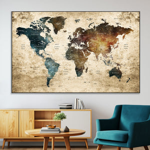 World Map Canvas Print – Detailed Map of the World Wall Art