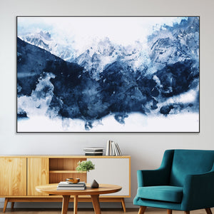 Abstract Blue Mountain Canvas Wall Art – Modern Triptych