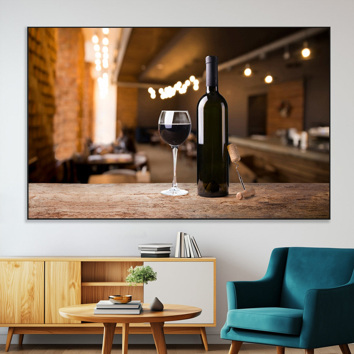 Wine and Bottle Wall Art Canvas Print