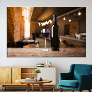 Wine and Bottle Wall Art Canvas Print