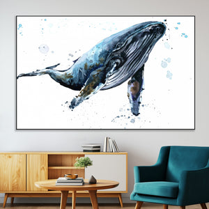 Watercolor Whale Wall Art Canvas Print