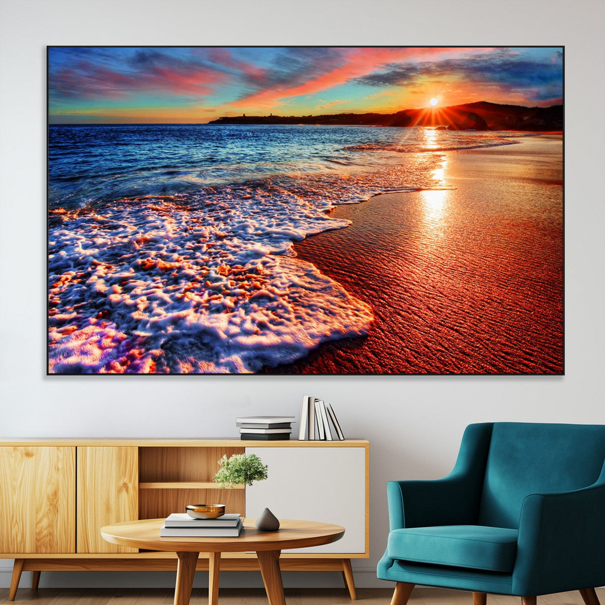 Colorful Coastal Sunset on the Beach Canvas Print, Ocean
