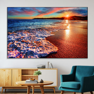 Colorful Coastal Sunset on the Beach Canvas Print, Ocean