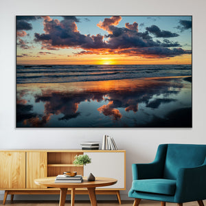 Beach Sunset Print - Stunning Ocean Canvas Artwork with