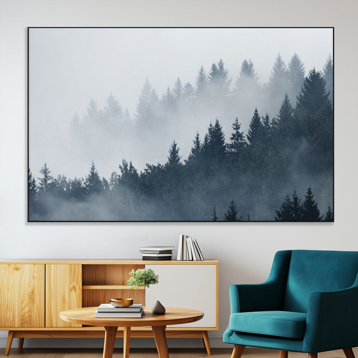 Foggy Pine Forest Wall Art Canvas Print