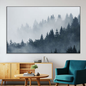 Foggy Pine Forest Wall Art Canvas Print