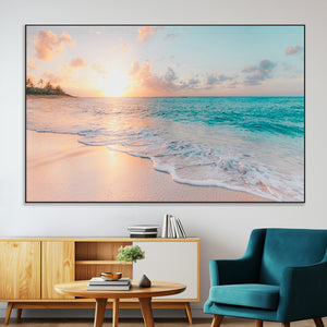 Beach Sunrise Wall Art, Coastal Seascape Canvas Print, Ocean