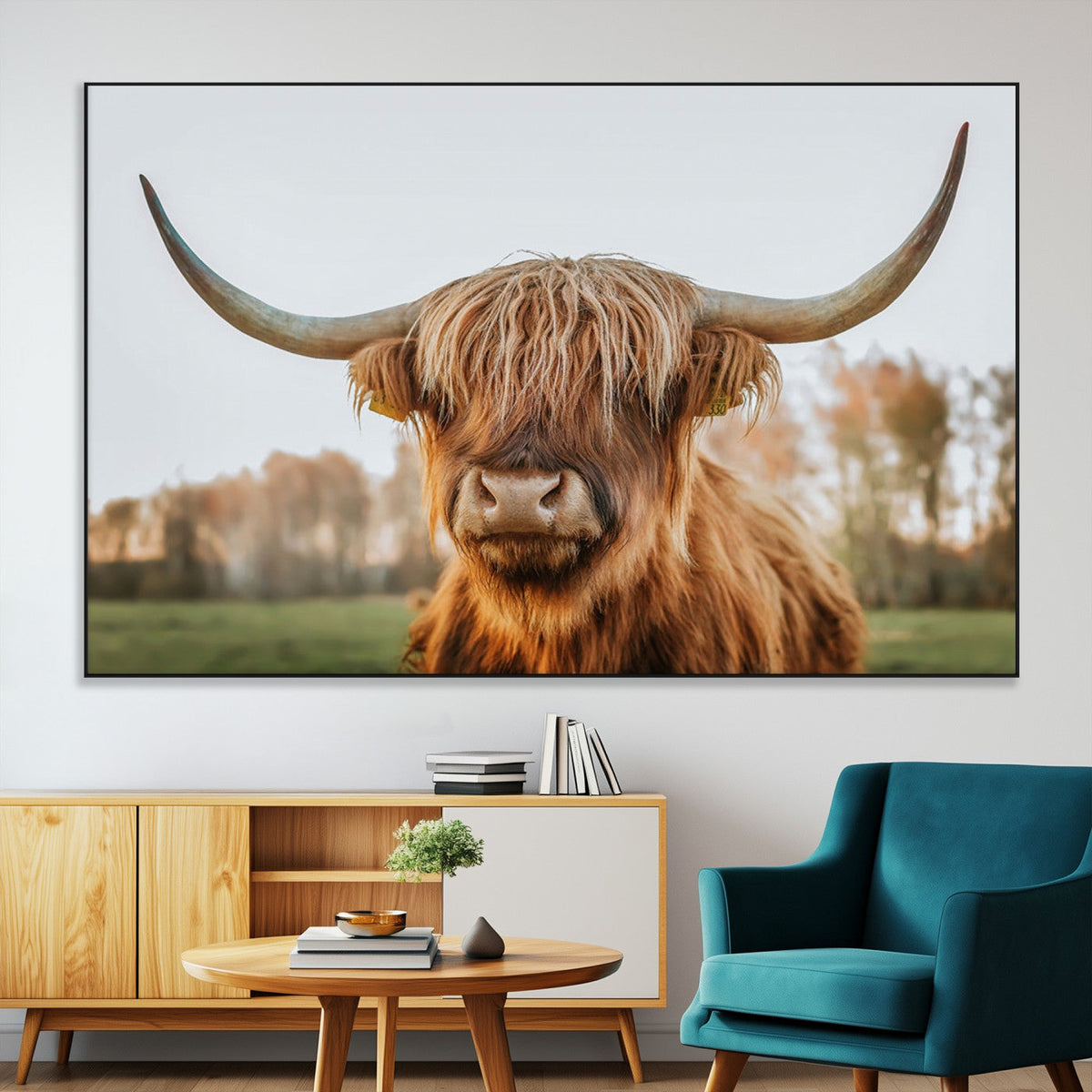 Highland Cow Animal Scottish Cattle Art Print Farmhouse Wall