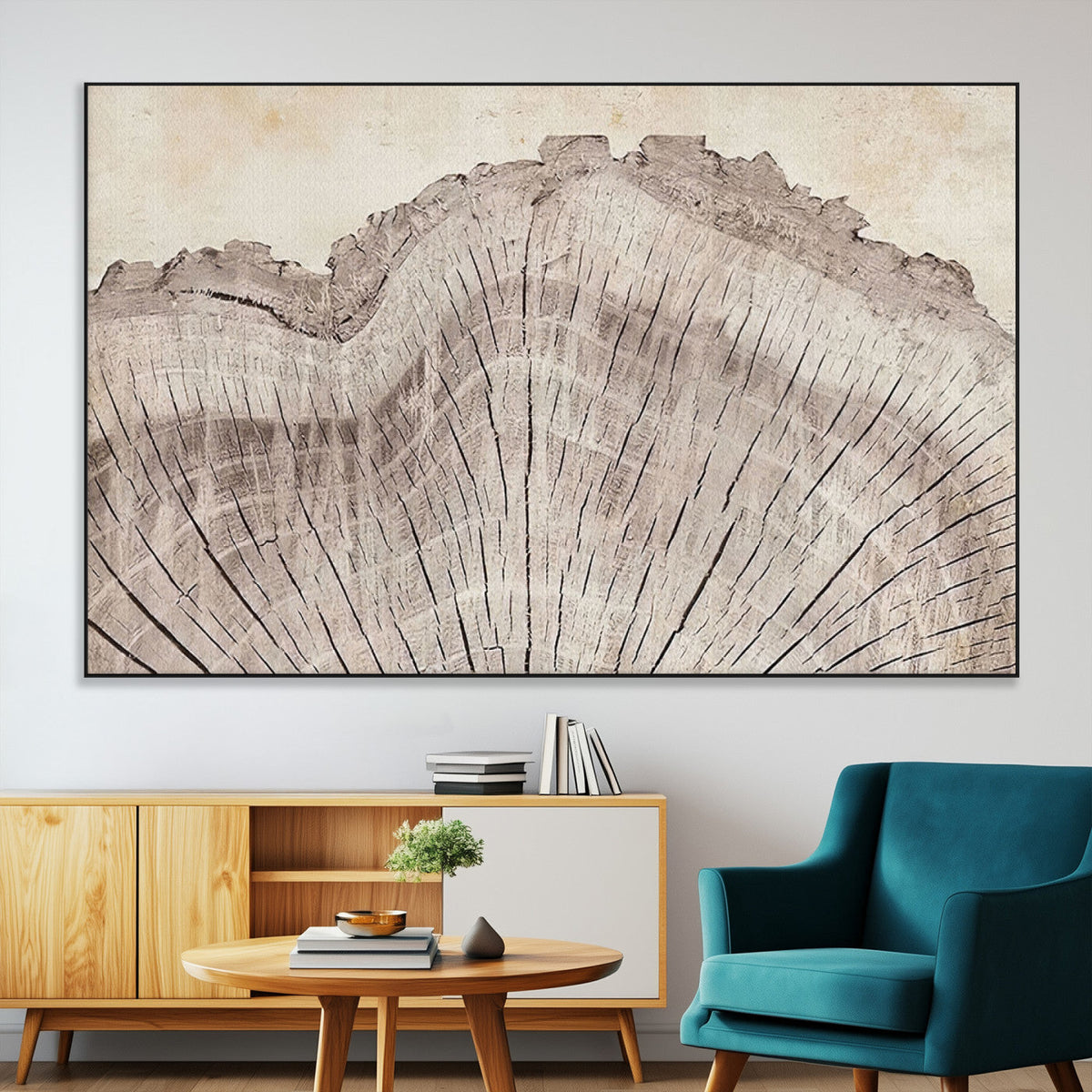 Tree Ring Wall Art Triptych, Rustic Wood Ring Canvas Print,