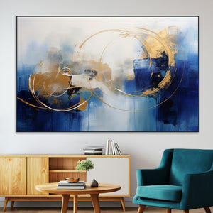 Navy Blue Abstract Wall Art Canvas Print