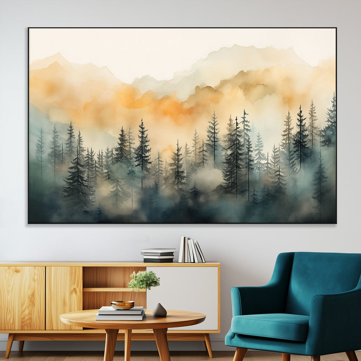 Abstract Forest Print - Mountain Wall Art | Autumn Landscape