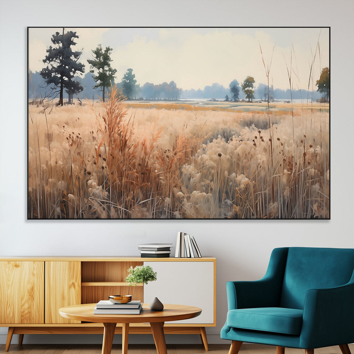 Golden Fields Canvas Wall Art Print – Serene Landscape of