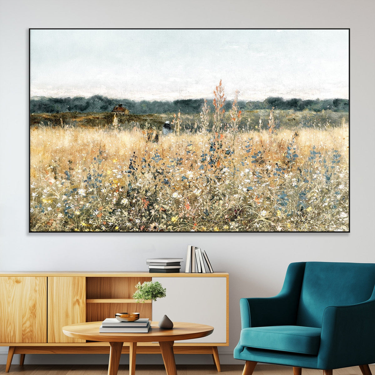 Wildflower Field Wall Art Canvas | Nature-Inspired Landscape
