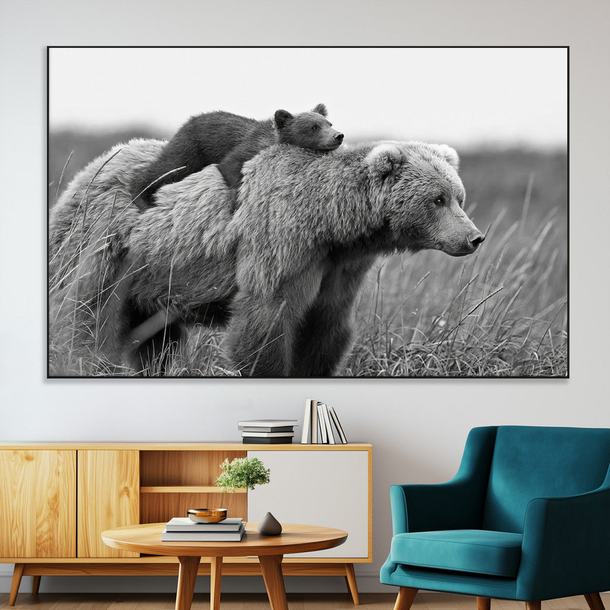 Bear and Cub Wall Art Canvas | 399 Bear Cub