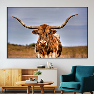 Texas Longhorn Wall Art Print, Framed Longhorn Cow Wall Art