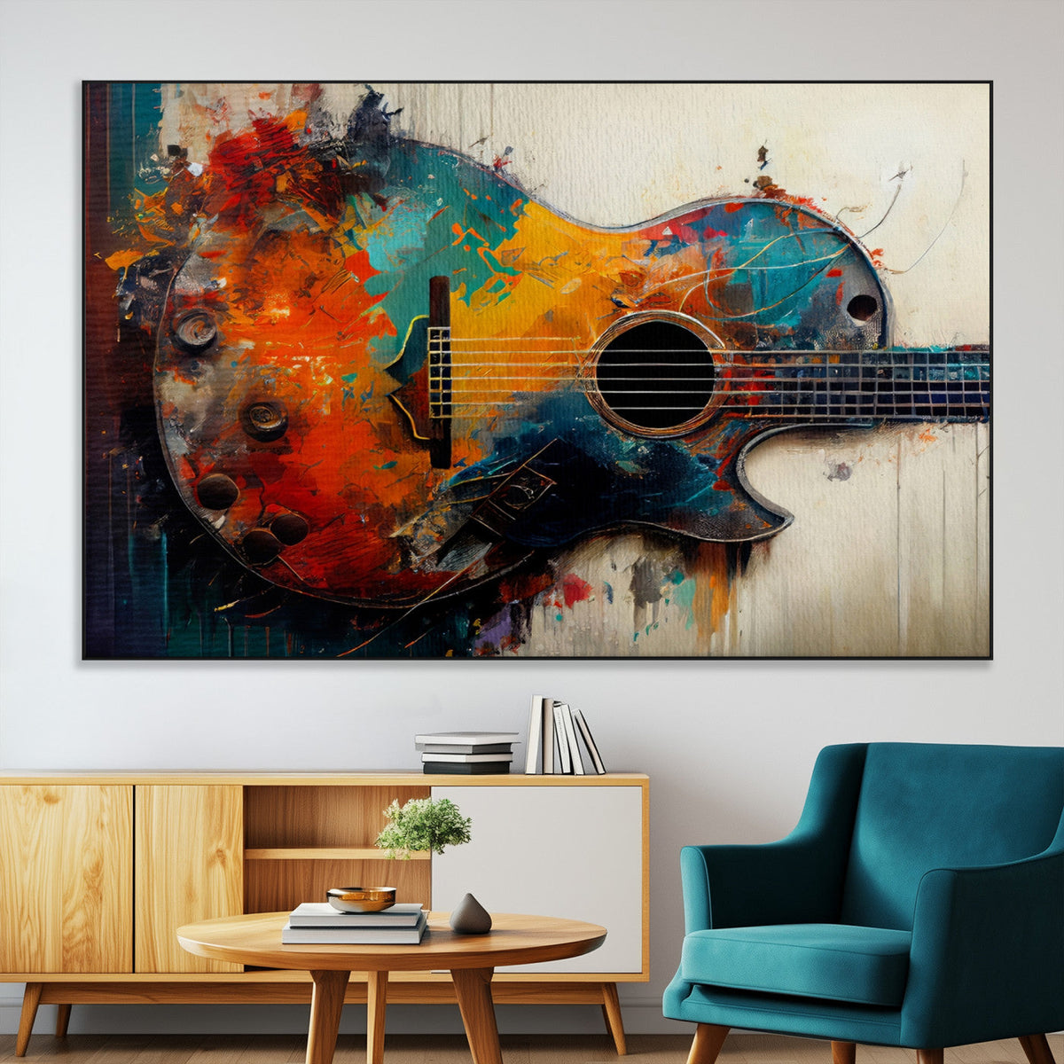 Abstract Guitar Wall Art Canvas | Vibrant Music-Inspired Art