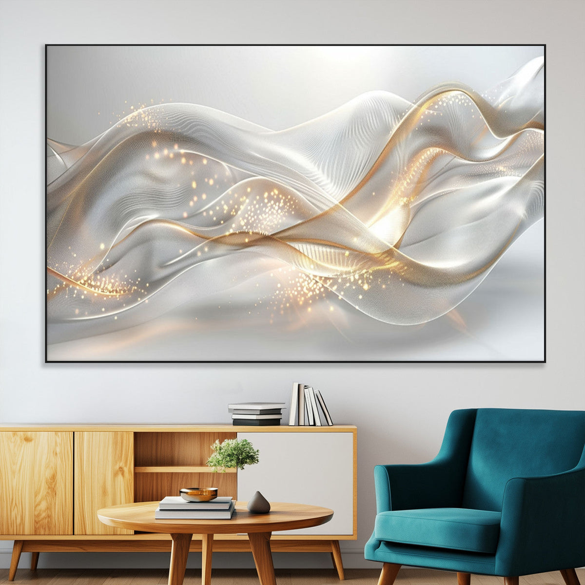 Abstract art Grey and Gold Lines Wall Art