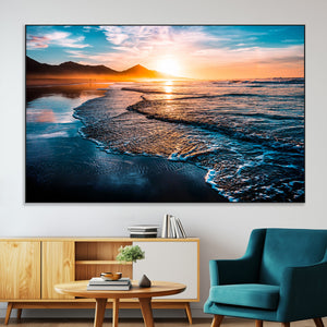 Sunset Beach Ocean Canvas Wall Art – Tranquil Ocean