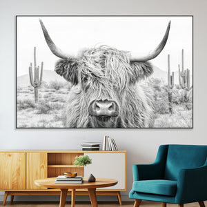 Rustic Charm | Cow Longhorn Black White Bighorn Wall Art